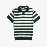 ZRA PREMIUM CABEL-KNIT STRIPPER POLO GREEN-WHITE