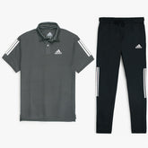 ADS PREMIUM MEN POLO STRIPE TRACKSUIT GREY