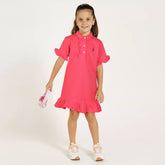RALP LURN GIRLS PREMIUM FLOUNCE DRESS WARM PINK