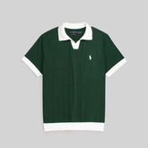 RALP LURN PREMIUM TAILORED BORDER V NECK DK GREEN