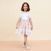 ZRA PREMIUM GIRLS FLORAL PASTEL PINK FROCK