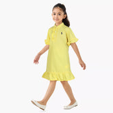 RALP LURN GIRLS PREMIUM FLOUNCE DRESS YELLOW PASTEL