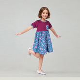 ZRA PREMIUM GIRLS FLORAL HIPPIE BLUE FROCK