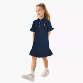 RALP LURN GIRLS PREMIUM FLOUNCE DRESS NEAVY CLAY