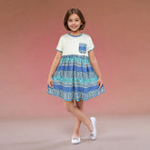 ZRA PREMIUM GIRLS FLORA GLACIER BLUE FROCK