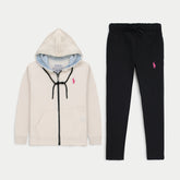 R-L PREMIUM FLEECE KIDS TRACKSUIT PEARL-BLACK