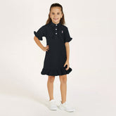 RALP LURN GIRLS PREMIUM FLOUNCE DRESS BLACK CYAN