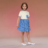 ZRA PREMIUM GIRLS FLORAL CELESTIAL BLUE FROCK