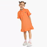 RALP LURN GIRLS PREMIUM FLOUNCE DRESS PASTEL ORANGE