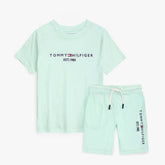 TMMY HILFGR PREMIUM LOGO TWINSET SEA GREEN