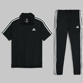 ADS PREMIUM MEN ZIP-UP POLO TRACKSUIT BLACK