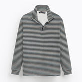 ZRA MEN STRIPED QUATER ZIPPER GREY