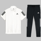 ADS PREMIUM MEN POLO STRIPE TRACKSUIT WHITE