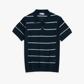 ZRA PREMIUM HROIZONTAL STRIPE CABEL-KNIT POLO NEAVY