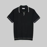 ZRA PREMIUM ESPRESSO CABEL-KNIT POLO BLACK