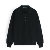 ZRA PREMIUM PURL BTN POLO MEN DARK BLACK