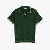 ZRA PREMIUM ESPRESSO CABEL-KNIT POLO GREEN