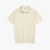 ZRA PREMIUM CABEL-KNIT V NECK POLO CREAM