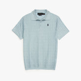 RL PREMIUM CABEL-KNIT BTN POLO SKY