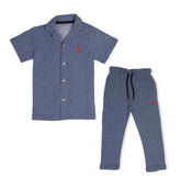 R-L PREMIUM CASUAL SET MIST BLUE PATTERN