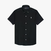 R-L MENS PREMIUM OXFORD BUTTON HALF SLEEVE BLACK