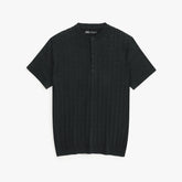 ZRA PREMIUM CABLE KNIT HENLEY MEN ROYAL BLACK