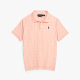 RL PREMIUM COTTON CABEL-KNIT BTN POLO PINK