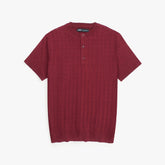 ZRA PREMIUM CABLE KNIT HENLEY MEN ROYAL MAROON