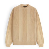 ZRA PREMIUM OLD MONEY TEXTURED CREW-KNIT MEN CAMEL