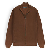 ZRA MEN SUPREME CASHMERE ZIPPER CABLE KNIT BROWN