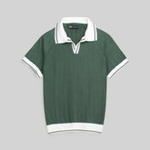 ZRA MEN PREMIUM PREPPY V NECK CABLE KNIT OLIVE