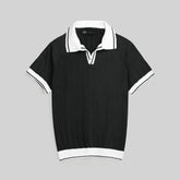 ZRA MEN PREMIUM PREPPY V NECK CABLE KNIT BLACK