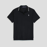 RLPH LURN PREMIUM V NECK BORDER POLO MEN BLACK
