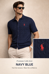 RALP LURN PREMIUM BUTTON DOWN CABLE KNIT NEAVY