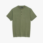 ZRA PREMIUM CABLE KNIT HENLEY MEN ROYAL OLIVE