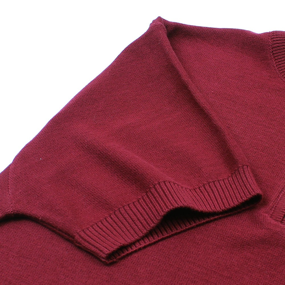 RL PREMIUM COTTON CABEL-KNIT ZIPPER POLO MAROON