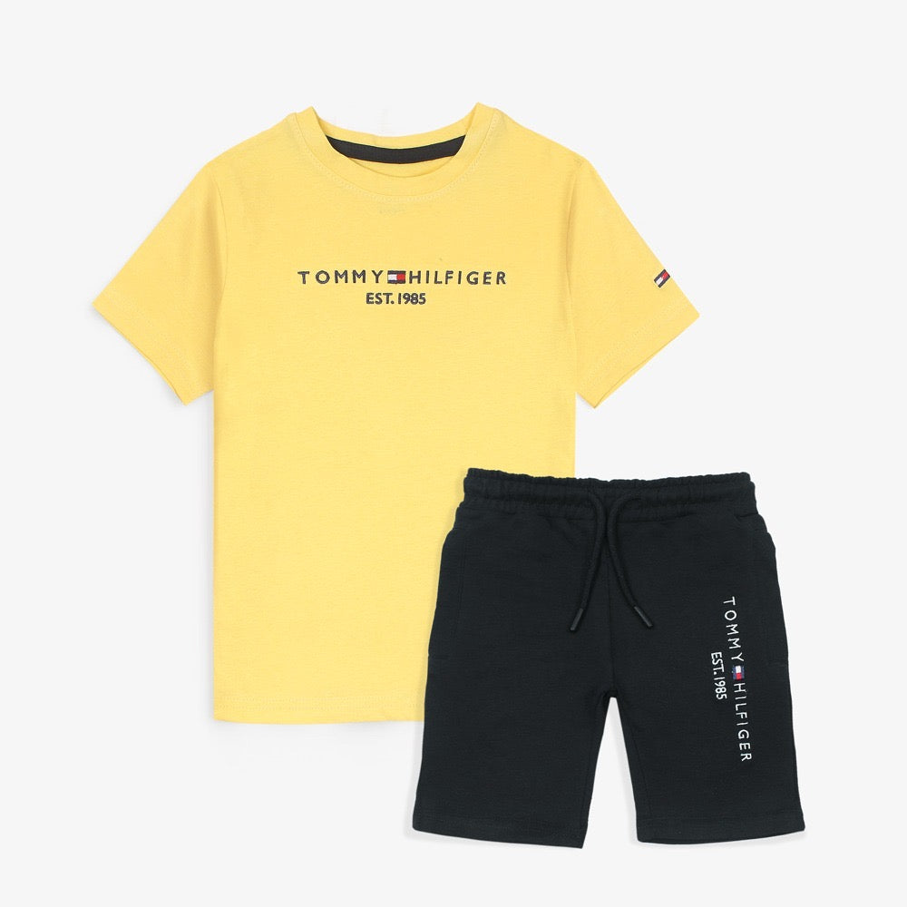 TMMY HLFGR PREMIUM KIDS TEES/SHORT YELLOW-BLACK