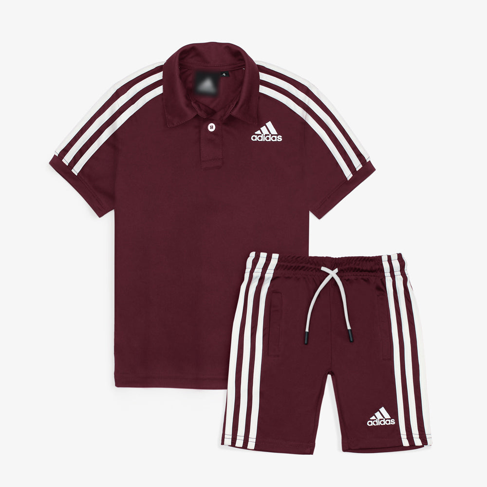 ADS KIDS DRYFIT 3 STRIPE TRACKSUIT MAHROON