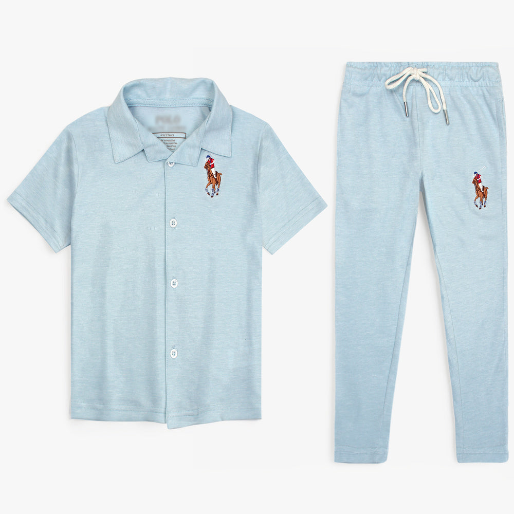 R-L KIDS PREMIUM BIG PNY CASUAL TWINSET SKY