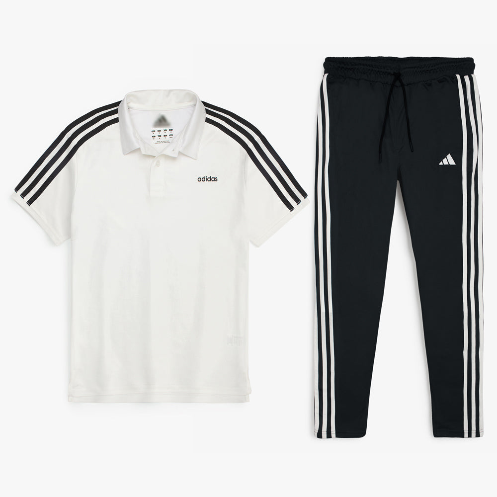 ADS PREMIUM MESH 3 STRIPES TRACKSUIT MEN WHITE-BLACK