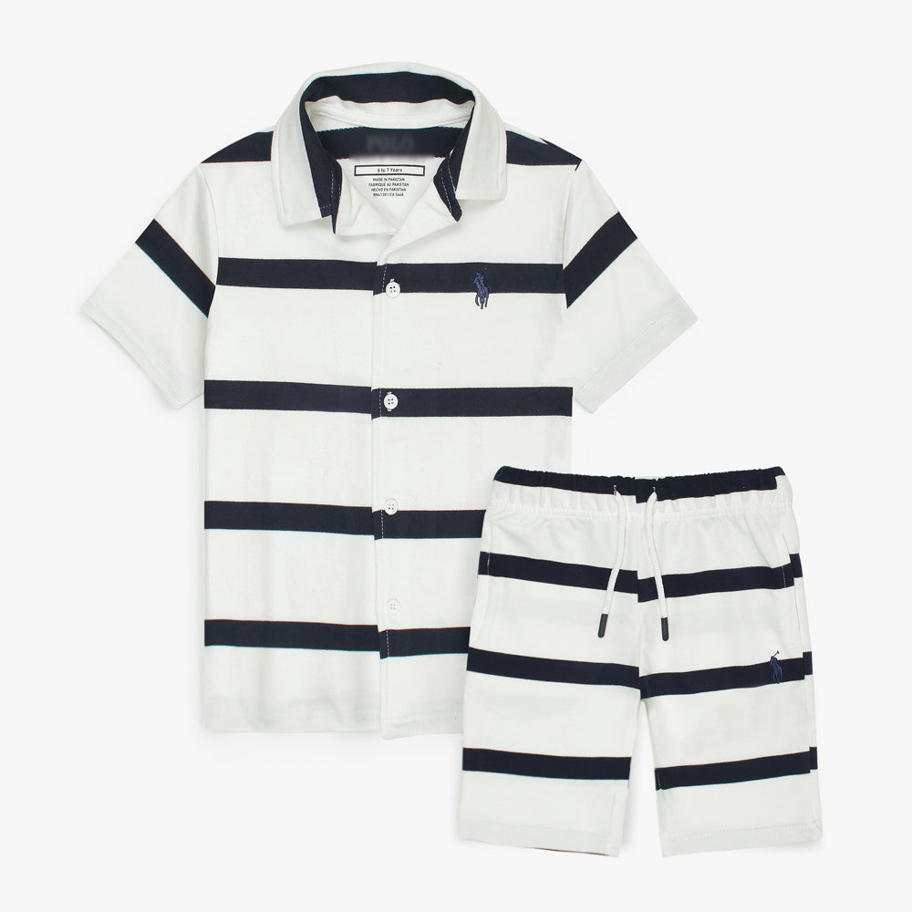 R-L KIDS PREMIUM  SHORT/SHIRT W/B STRIPES