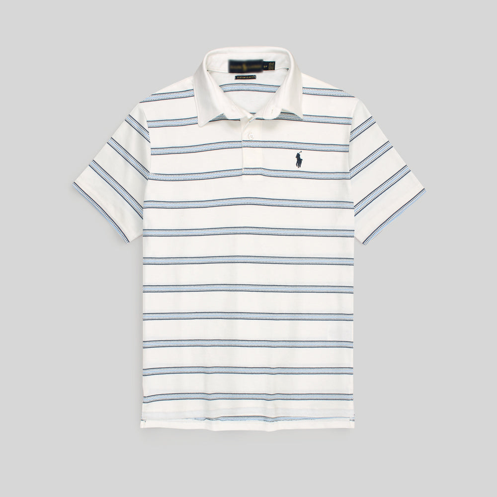 R-L PREMIUM FRANCISCO STRIPPER POLO PURE WHITE