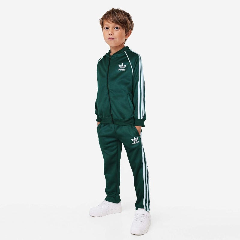 ADS PREMIUM FLEECE KIDS PIPING TRACKSUIT GREEN