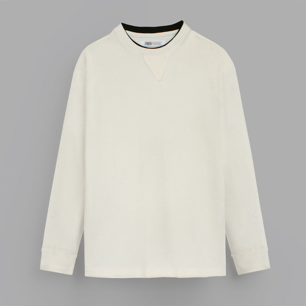 ZRA PREMIUM CONTRAST TRIM SWEAT SHIRT CREAM
