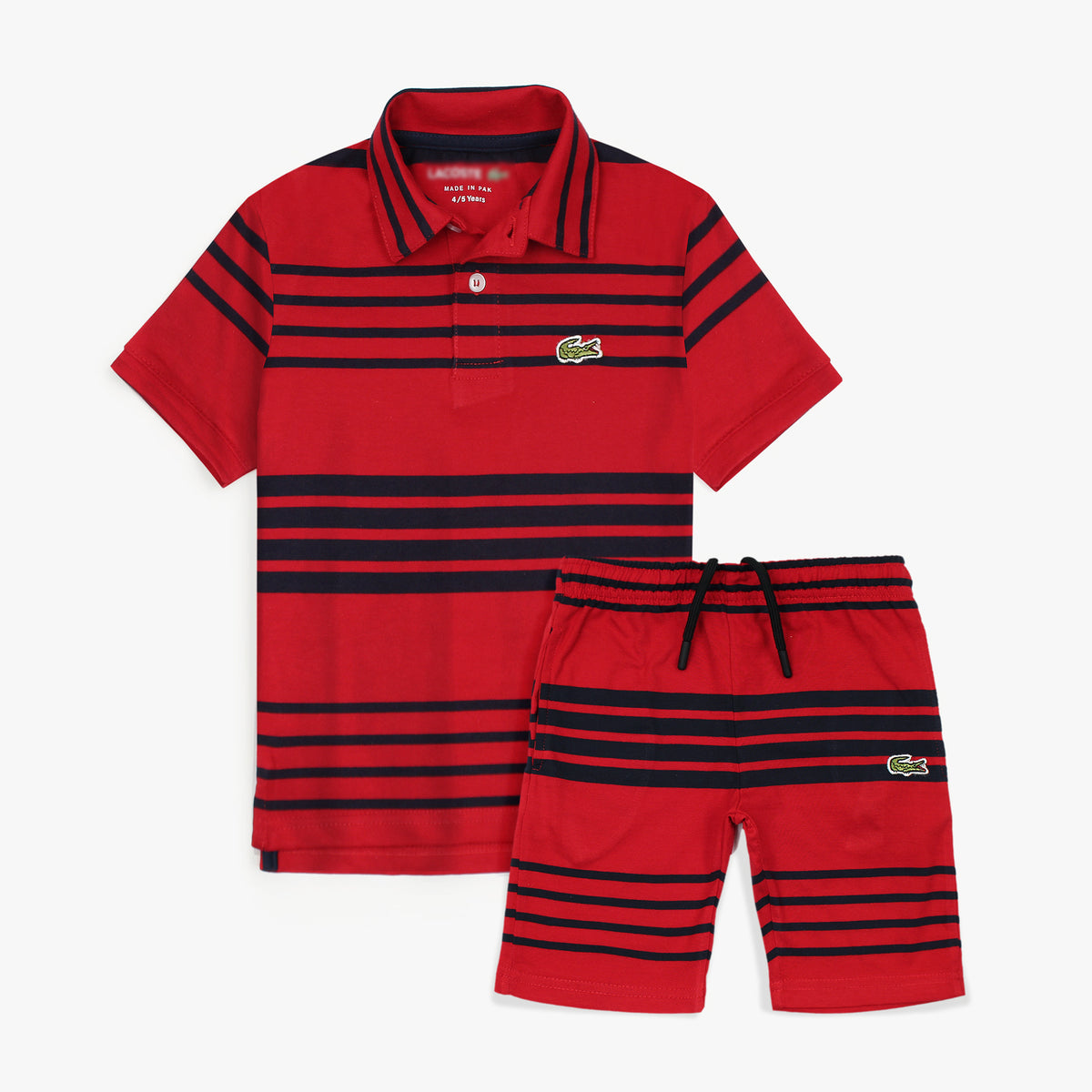 LCSTE PREMIUM KIDS STRIPE POLO TWIN SET RED