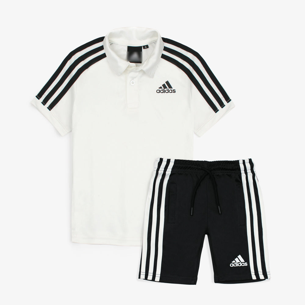 ADS KIDS DRYFIT 3 STRIPE TRACKSUIT WHITE-BLACK