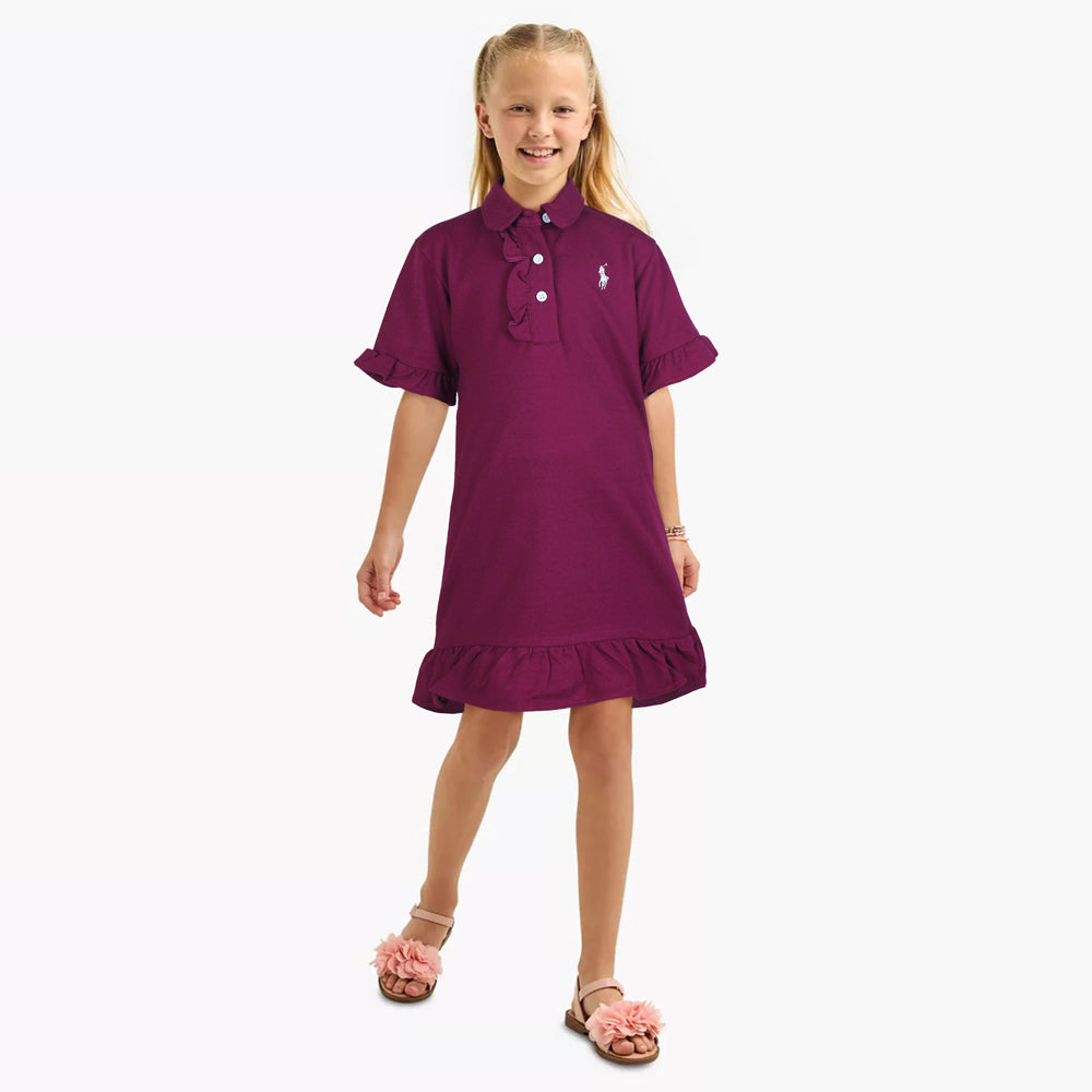 RALP LURN GIRLS PREMIUM FLOUNCE DRESS PANSY PURPLE