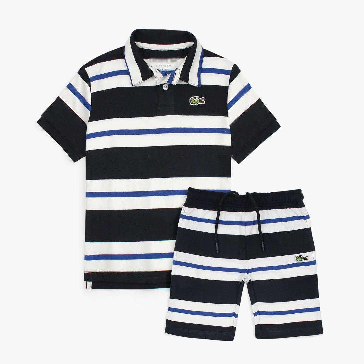 LCSTE PREMIUM KIDS STRIPE POLO TWIN SET WHITE