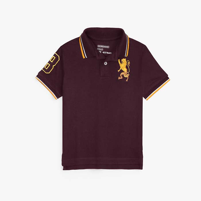 GRDANO PREMIUM KIDS 3D LION POLO MAHROON