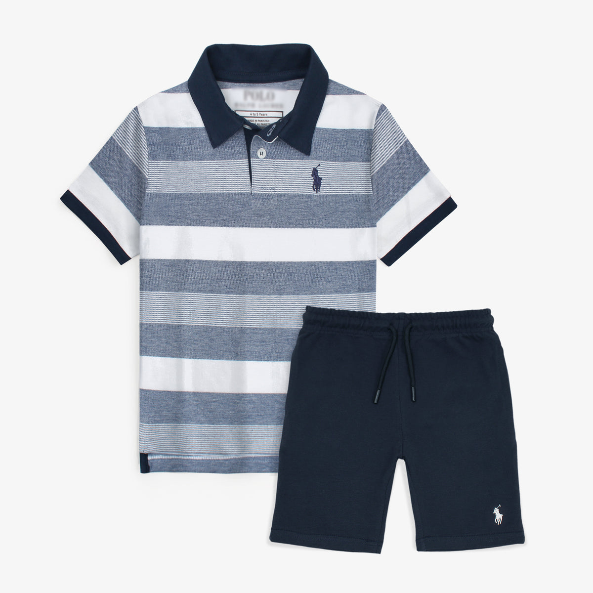 RLPH LURN PREMIUM KIDS STRIPE POLO TWIN SET N/W